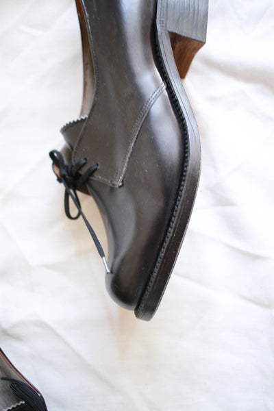 1930s Black Leather Oxford Shoes | 38
