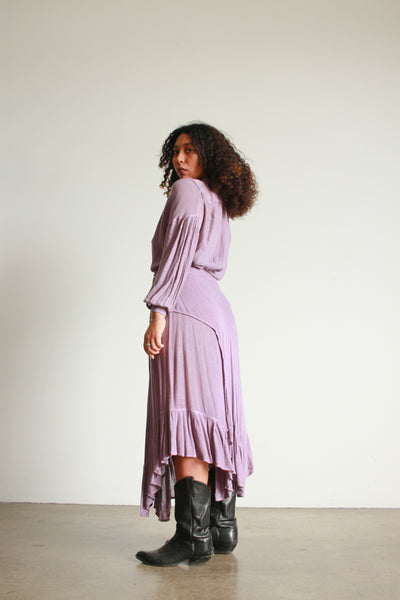 1980s Laise Adzer Lavender Gauzy Asymmetrical Skirt Set