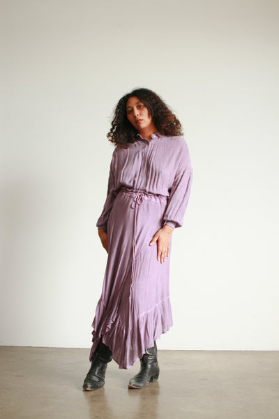 1980s Laise Adzer Lavender Gauzy Asymmetrical Skirt Set
