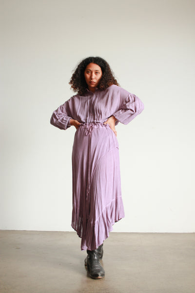 1980s Laise Adzer Lavender Gauzy Asymmetrical Skirt Set