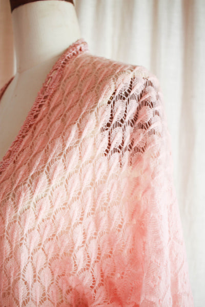 1930s Pink Crochet Diamond Knit Cardigan