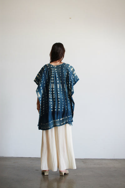 1970s Indigo Mudcloth Poncho