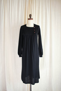 1970s Black Wool Joanie Char Dress