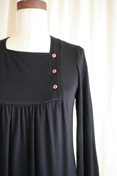 1970s Black Wool Joanie Char Dress