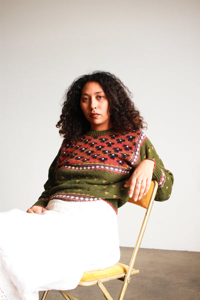 1980s Olive Wool Blend Pullover