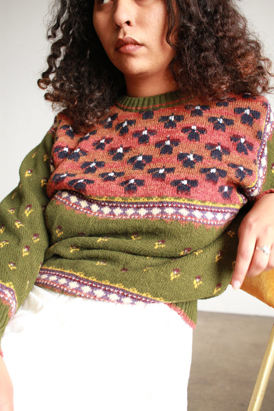 1980s Olive Wool Blend Pullover