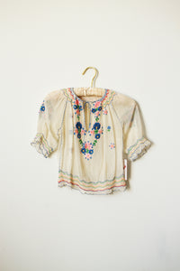 1930s Hungarian Pastel Embroidered Peasant Blouse