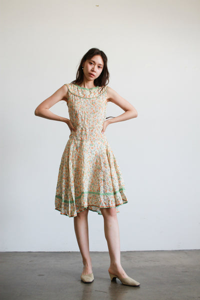 1930s Pastel Cotton Feedsack Print Dress