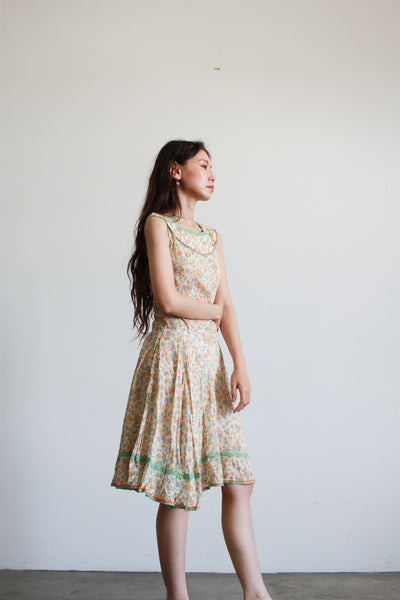 1930s Pastel Cotton Feedsack Print Dress