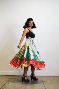 1940s Mexican Hand-Painted Wrap Circle Skirt