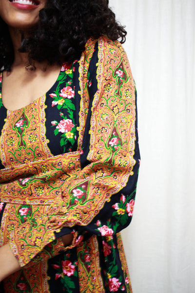 1960s Robert Courtney Paisley Floral Dress