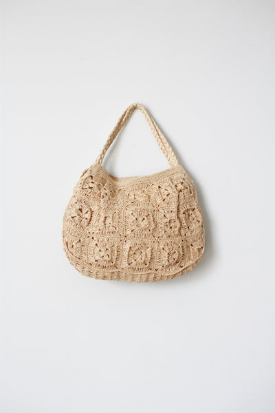 1940s Raffia Crochet Handbag