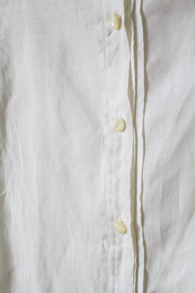1980s White Linen Puff Short Sleeve Blouse