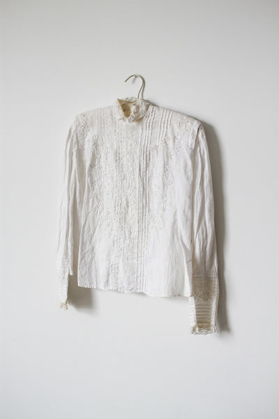 Edwardian White Cotton Embroidered Bodice