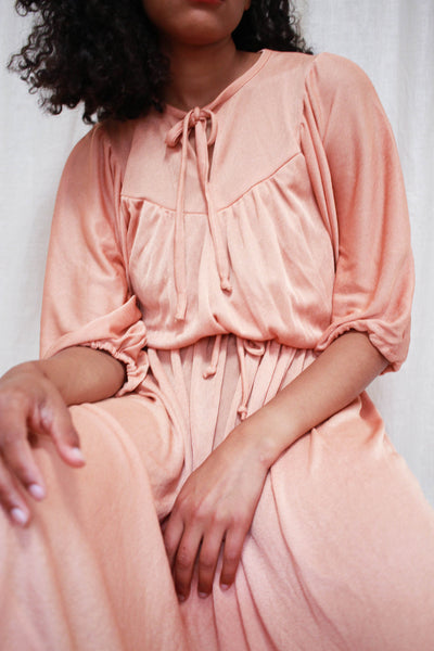 1970s Peach Dolman Knit Dress