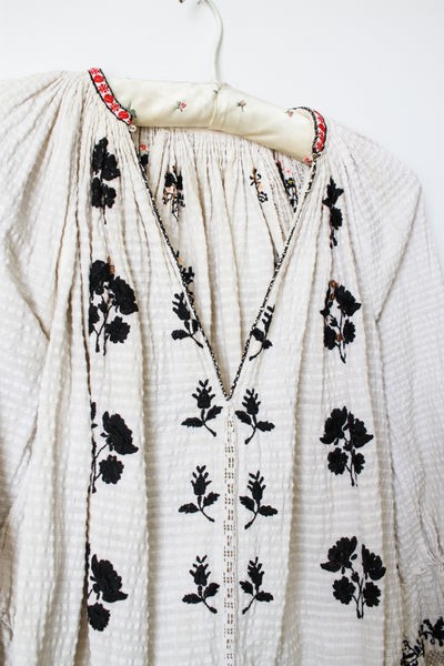 1930s Romanian Heavy Embroidered Sequin Folk Blouse