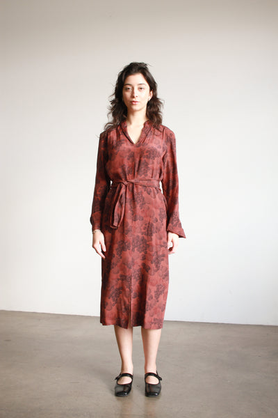 1980s Fruit Print Silk Midi Dress