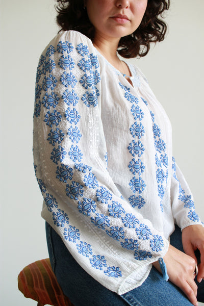 1940s Romanian Embroidered Peasant Blouse