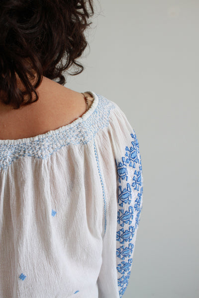 1940s Romanian Embroidered Peasant Blouse