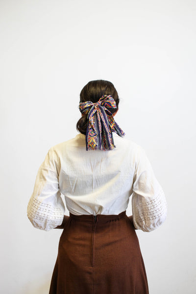 1970s Brown Woven Cotton Aline Skirt