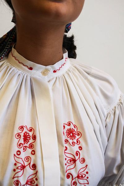 1970s Embroidered Romanian Blouse