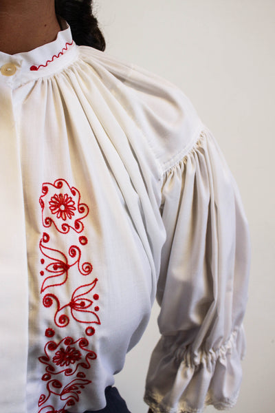 1970s Embroidered Romanian Blouse
