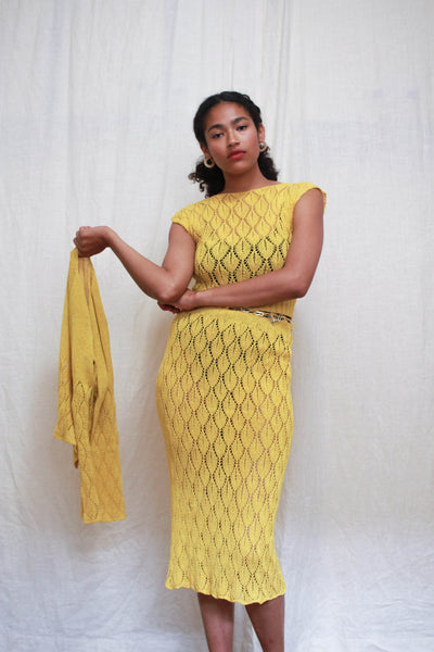 1930s Canary Yellow Knit Set