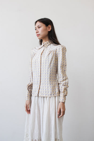 1970s Parisian Silk Print Blouse