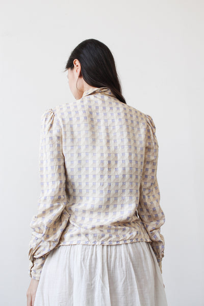 1970s Parisian Silk Print Blouse