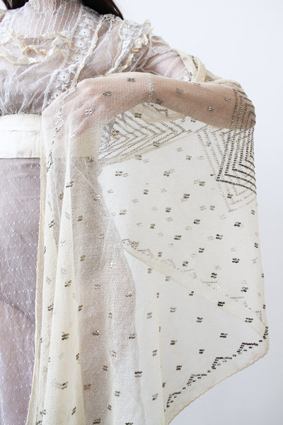 1920s Silver Assuit Art Deco Shawl