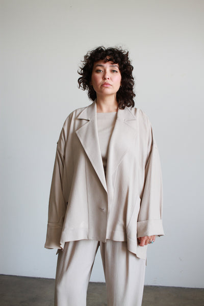 1980s Isssey Miyake Plantation Grey Crepe Three Piece Set