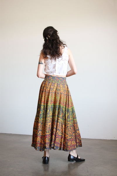1970s Indian Block Print Circle Skirt