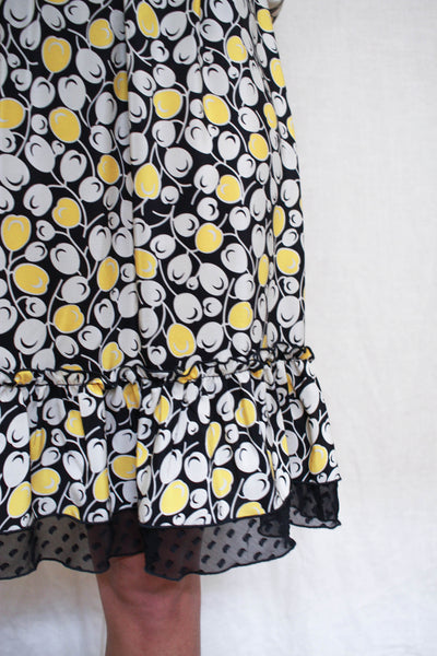 1990s Anna Sui Silk Kumquat Print Dress