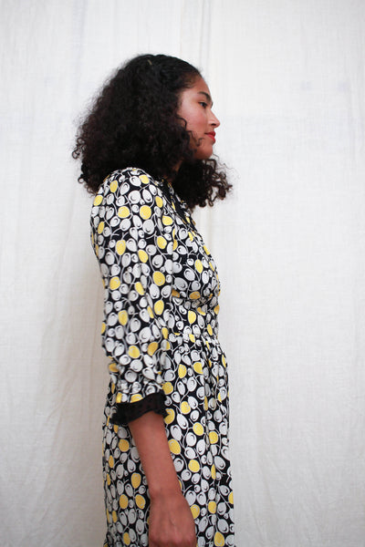 1990s Anna Sui Silk Kumquat Print Dress