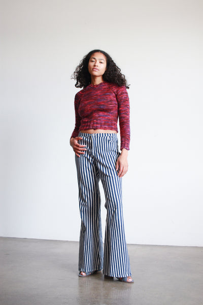 1980s Railroad Striped Cotton Jeans