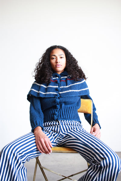 1980s Striped Knit Capelet Sweater