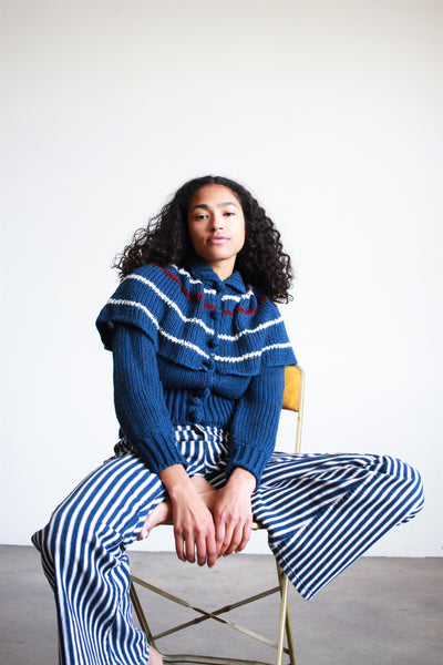 1980s Striped Knit Capelet Sweater