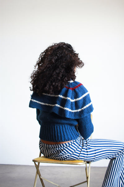 1980s Striped Knit Capelet Sweater
