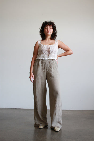 1990s Calvin Klein Stone Grey Woven Pants