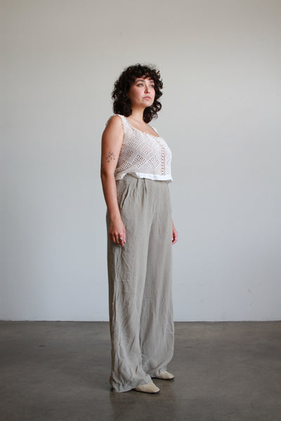 1990s Calvin Klein Stone Grey Woven Pants