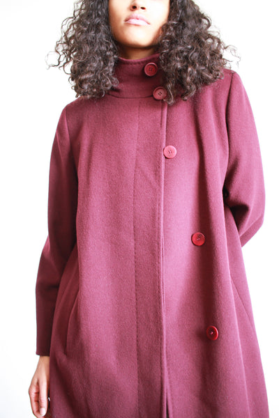 2000s Fluerette Berry Wool Swing Coat