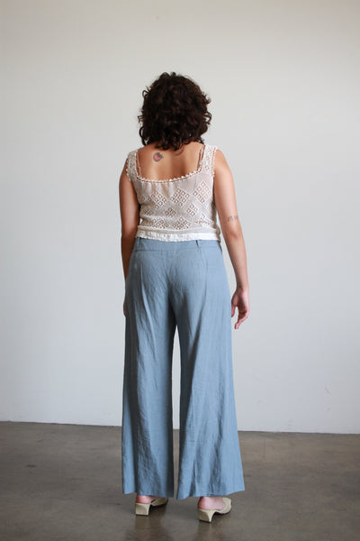 1990s Armani Robins Blue Wide Leg Pants