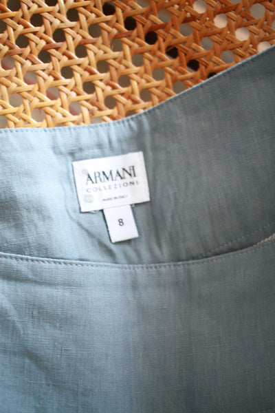1990s Armani Robins Blue Wide Leg Pants