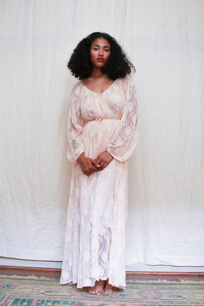 1960s Pale Pink Lace Night Dress