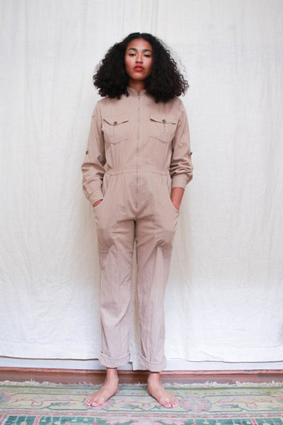 1970s Soft Cotton Khaki Jumpsuit