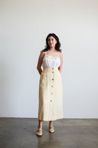 1980s Buttercream Linen Aline Skirt