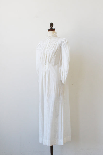Victorian White Cotton Puff Sleeve Night Dress