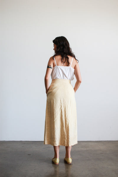 1980s Buttercream Linen Aline Skirt