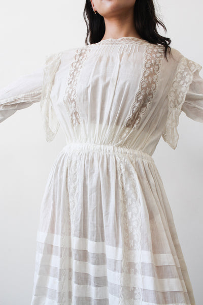 Edwardian Ecru Cotton Viole Lawn Dress