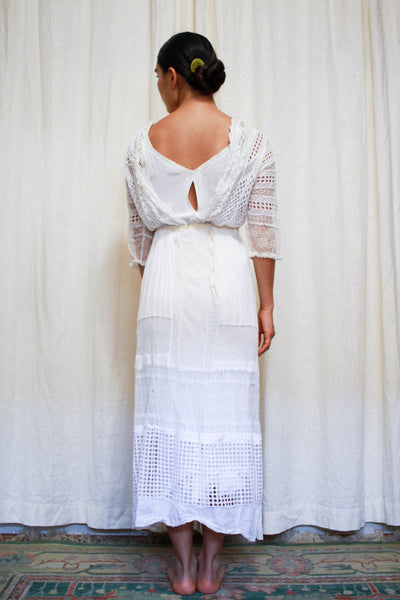 Edwardian White Eyelet Paneled Lawn Dress